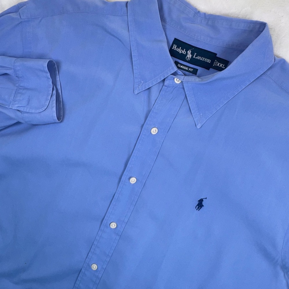 Ralph Lauren Button Down Shirt Mens XXL Blue Classic Fit Long Sleeve Cotton Logo